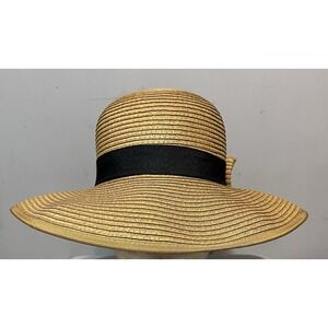 Spring‎ Shop NWT Straw Hat Adjustable Hook & Loop Bow
